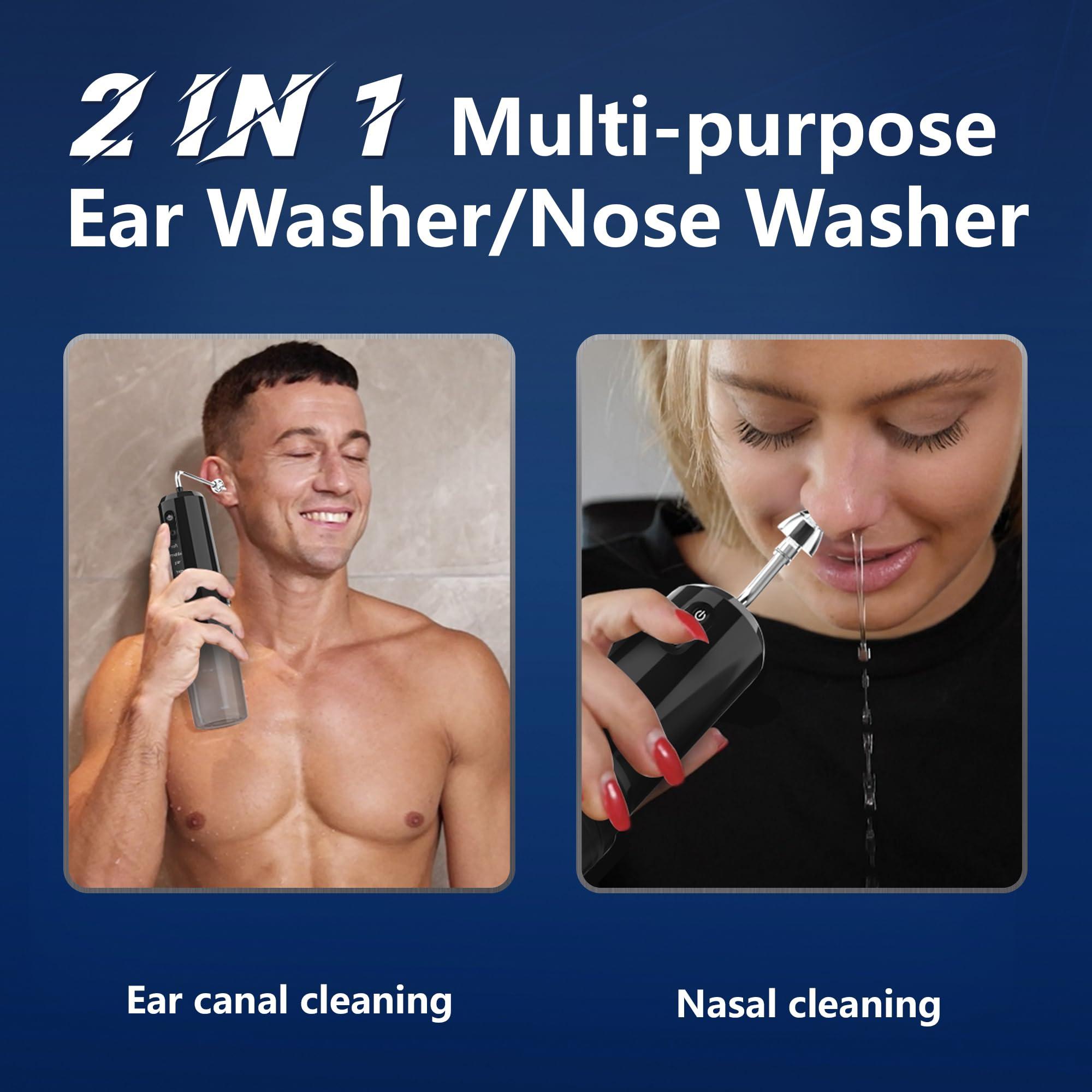 pirzlqie Pirzlqie Ear Wax Removal, 2 in 1 Electric Ear Cleaning Kit with 4 Pressure Modes, Portable Water Powered Ear Cleaner with Basin and Nasal Nozzles, Ear Irrigation Flushing System for Adults and Kids