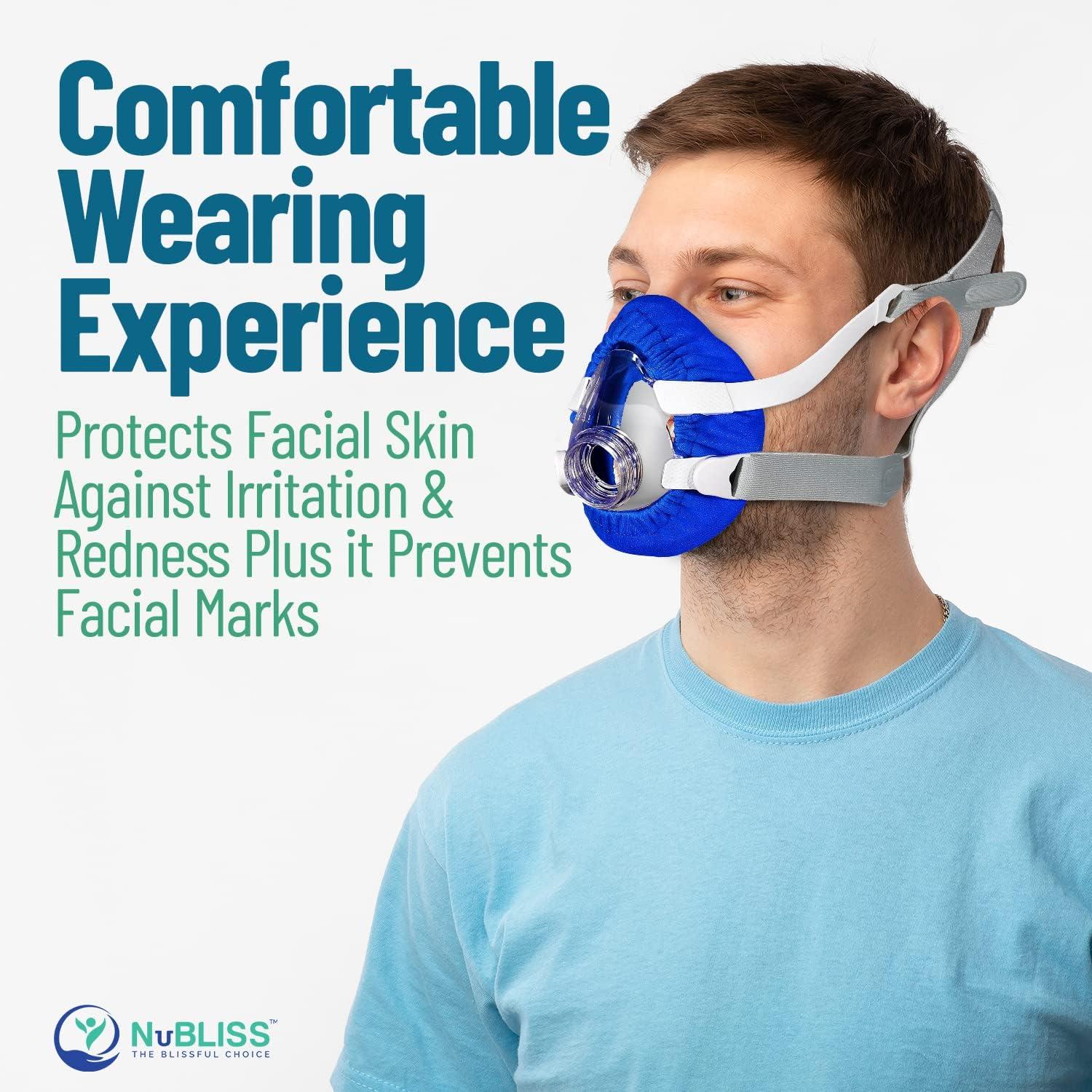 NuBliss CPAP Mask Liners - FSA & HSA Eligible 4-Pack Soft Cushion Mask Cover Compatible with F20 & F10 Mask, A Variety of Nasal Masks, Mouth Masks, and Most Full Face Masks - Washable, Reusable, Lightweight