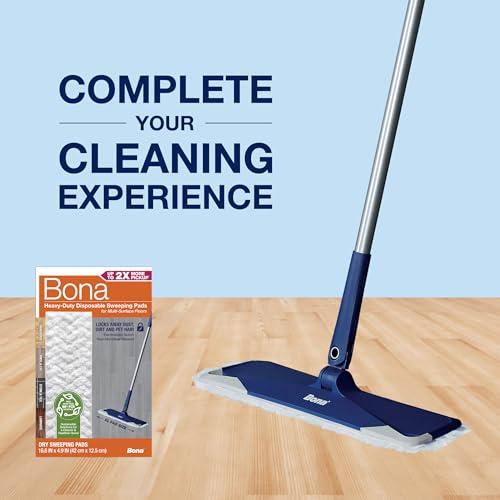 Bona Bona Sweeping Pads for Multi-Surface Floors - 24 Refills - Heavy-Duty & Disposable Pads - XL Microfiber Pads Wipe Away Dust, Dirt, & Pet Hair