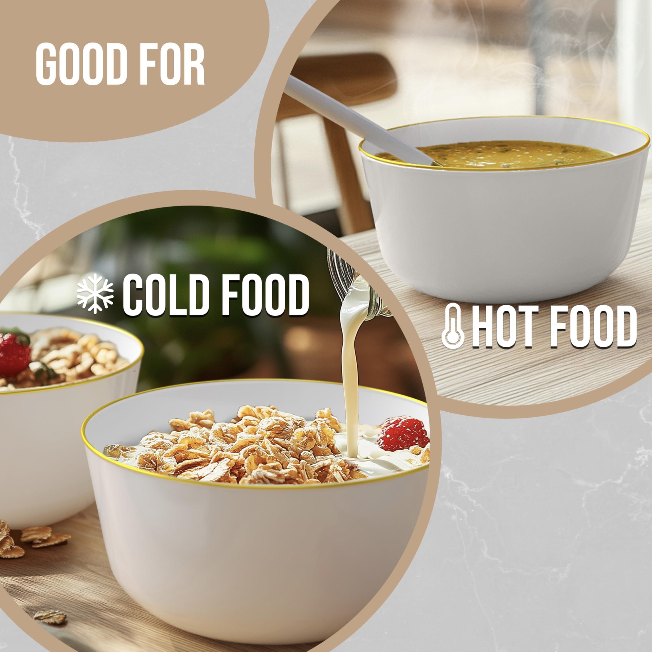 Trendables Trendables Plastic Bowls Disposable Bowls 24 Oz Bowl Set Of 10 White Gold Rimmed Fancy Plastic Serving Bowls Perfect Plastic Ice Cream Bowls Plastic Salad Bowls Plastic Candy Bowl