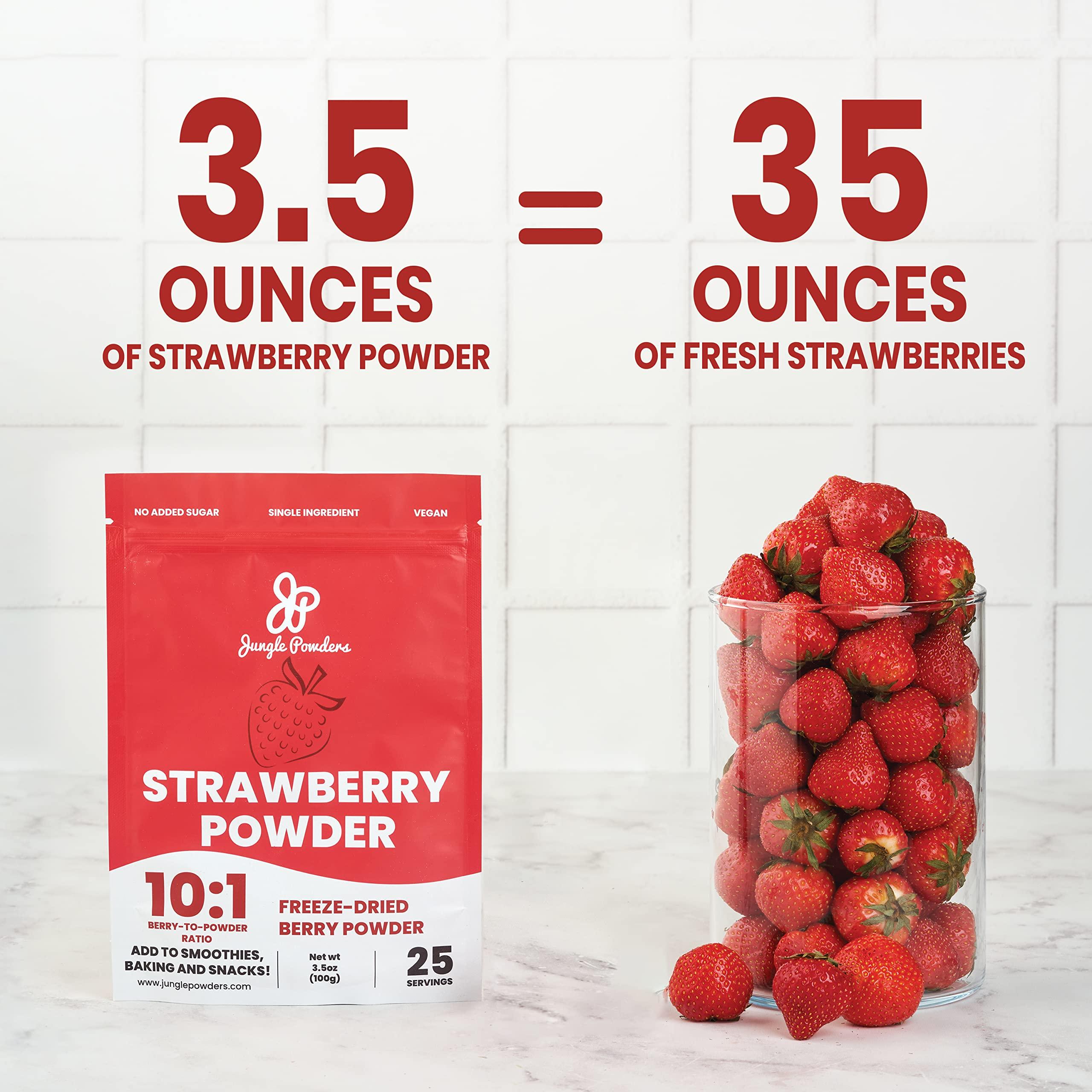 Jungle Powders Jungle Powders Freeze-Dried Strawberry & Organic Wild Cranberry Powders Combo - 3.5oz Strawberry Powder & 5oz Wild Cranberry Powder for Baking, Smoothies, Flavoring - Additive-Free Superfood Extracts