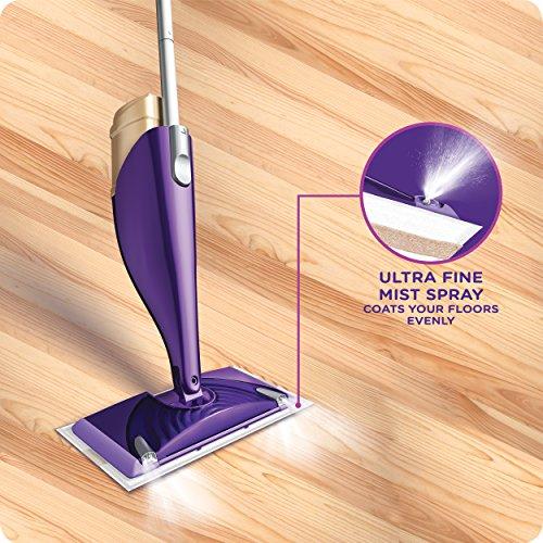 Swiffer Swiffer Wetjet Wood Floor Spray Mop Starter Kit Power Mop 5 Mopping Pads Floor Cleaner Liquid Solution, Purple, 1 Count