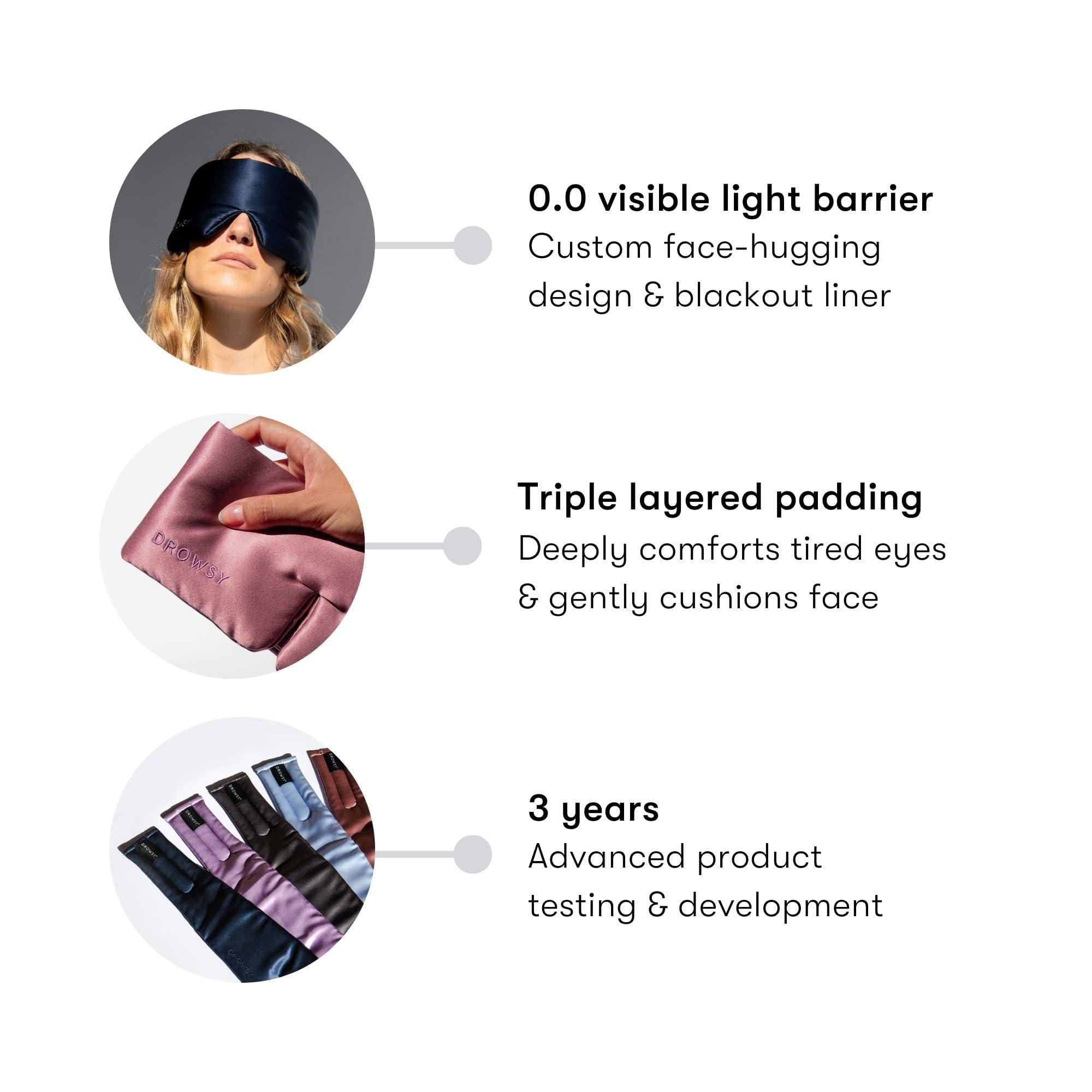 Drowsy DROWSY Silk Sleep Mask. Face-Hugging, Padded Silk Cocoon for Luxury Sleep in Total Darkness. (Cosmic Energy)