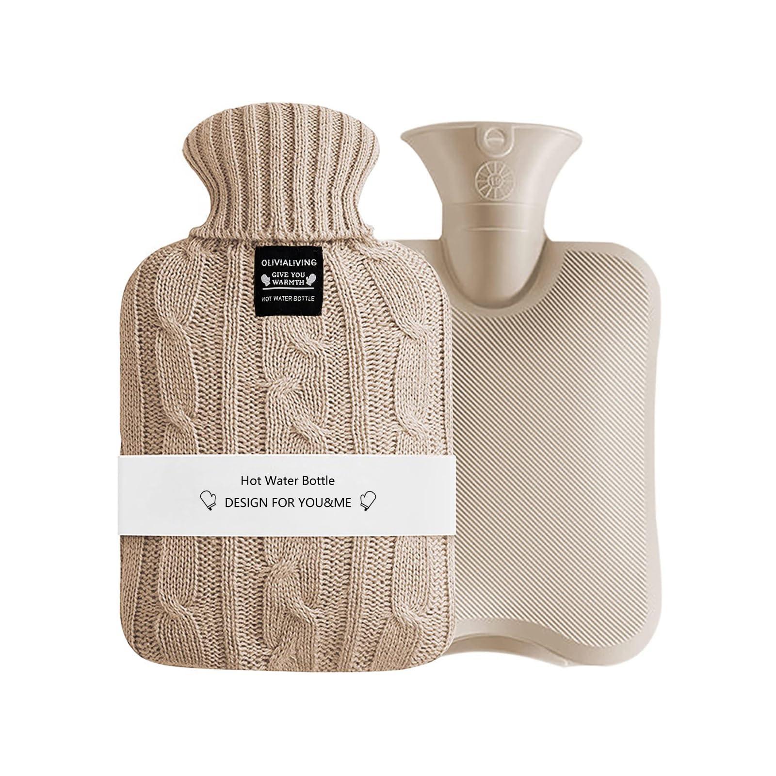 OliviaLiving OliviaLiving Hot Water Bag Hot Water Bottle 2 Liters Heat Up and Refreezable Hot Cold Pack with Knit Cover for Pain Relief Hot Cold Therapy