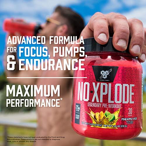 BSN BSN N.O.-XPLODE Pre Workout Powder, Energy Supplement for Men and Women with Creatine and Beta-Alanine, Flavor: Blue Raz, 60 Servings