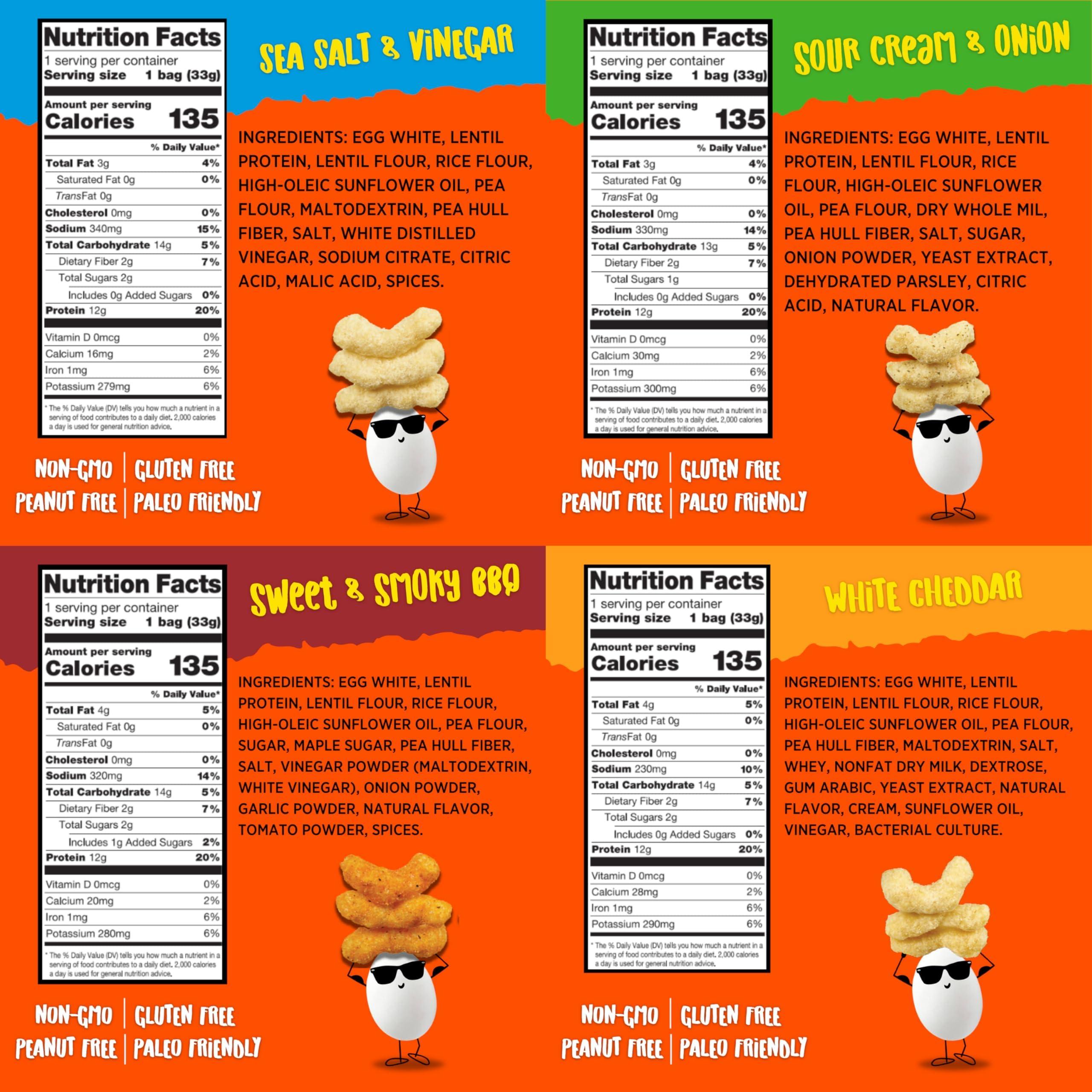 Todd\'s Better Snacks Todd\'s Better Snacks Egg-Cellent Protein Puffs, Variety Pack, 1.2 Oz (Pack of 10), Made with Egg Whites, 12g Protein, Gluten Free Healthy Snack