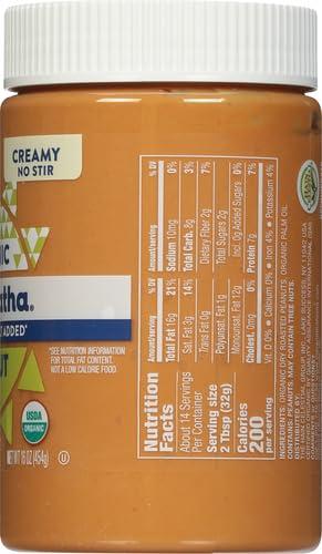 MARANATHA Maranatha Organic No-Stir Creamy Peanut Butter Spread, No Sugar or Salt Added, 16 Ounce (Pack of 2)