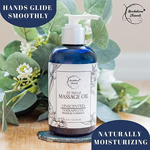 Brookethorne Naturals Massage Oil for Massage Therapy | Massage Kit with Unscented Massage Oil & Lavender Oil for Full Body Massage