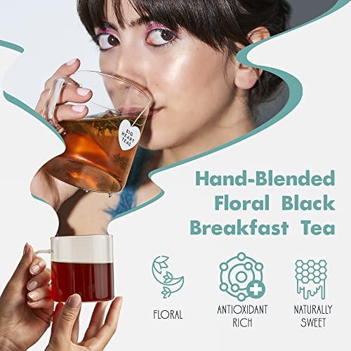 Big Heart Tea Co. Big Heart Tea Co. Tea Bags - Edith Grey - Direct Trade Malawi Caffeinated Black Tea in Zero Plastic Sachets with Small Batch Organic Whole Herbs - Red Rose, Bergamot Oil, 10 Tea Bags