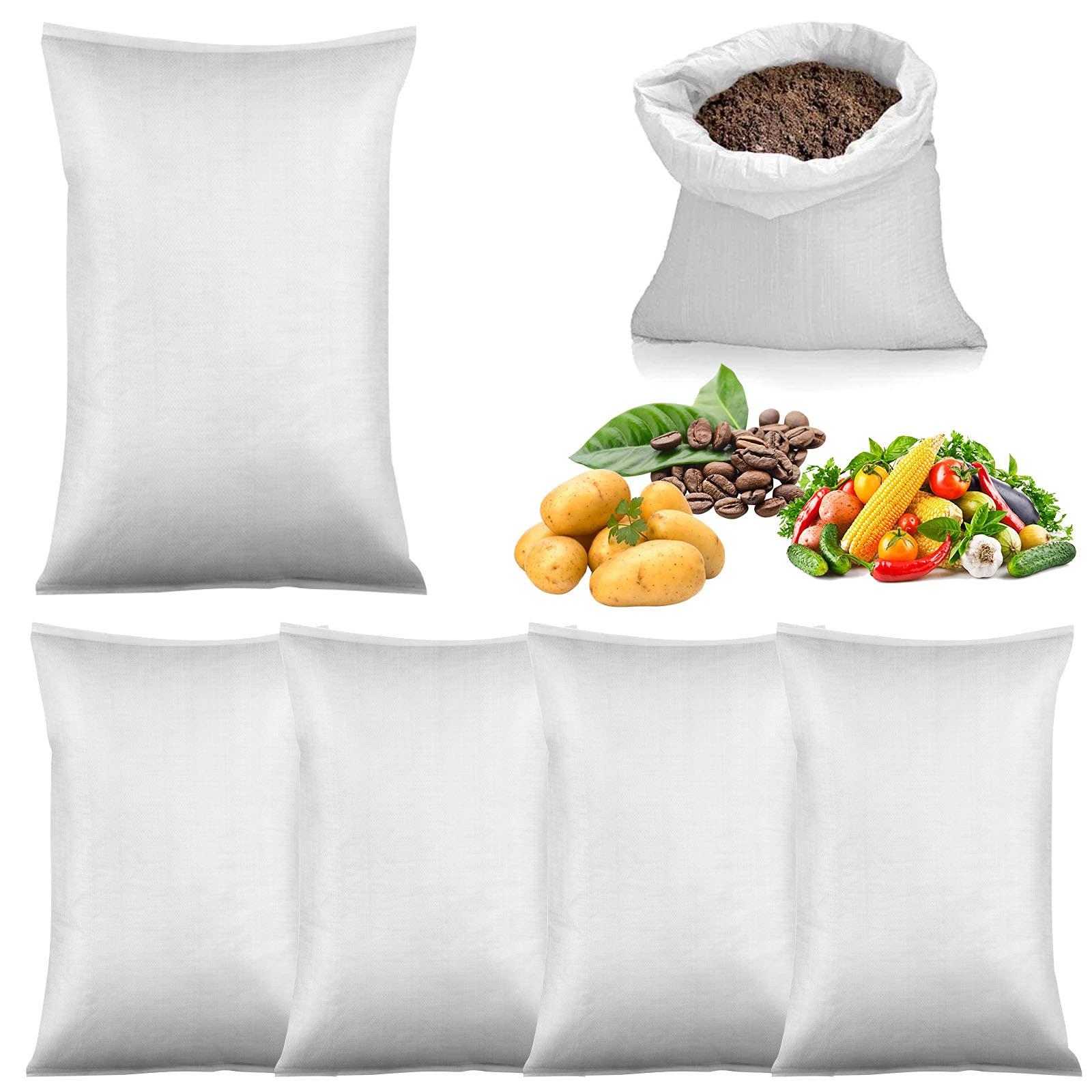 sgmedila Thick White Plastic Woven Bag Garden Bags, Reusable crop bags Soil bag Reusable Yard Bags Heavy Duty Gardening Leaf Bag, Yard Patio Bags,Outdoor Lawn Pool Waste Bags (10Pcs)