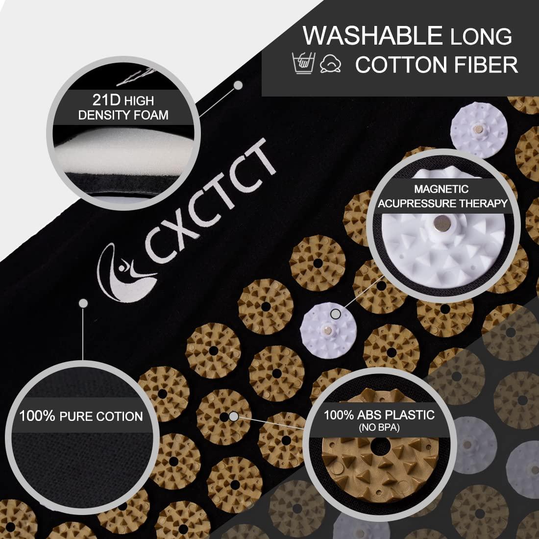 CXCTCT Extra Long Yoga Acupressure Mat Set,Massage Acupuncture Mat Large,Magnetic Mat Acupressure Body mat and Pillow for Neck Back Pain Relief(Gold)