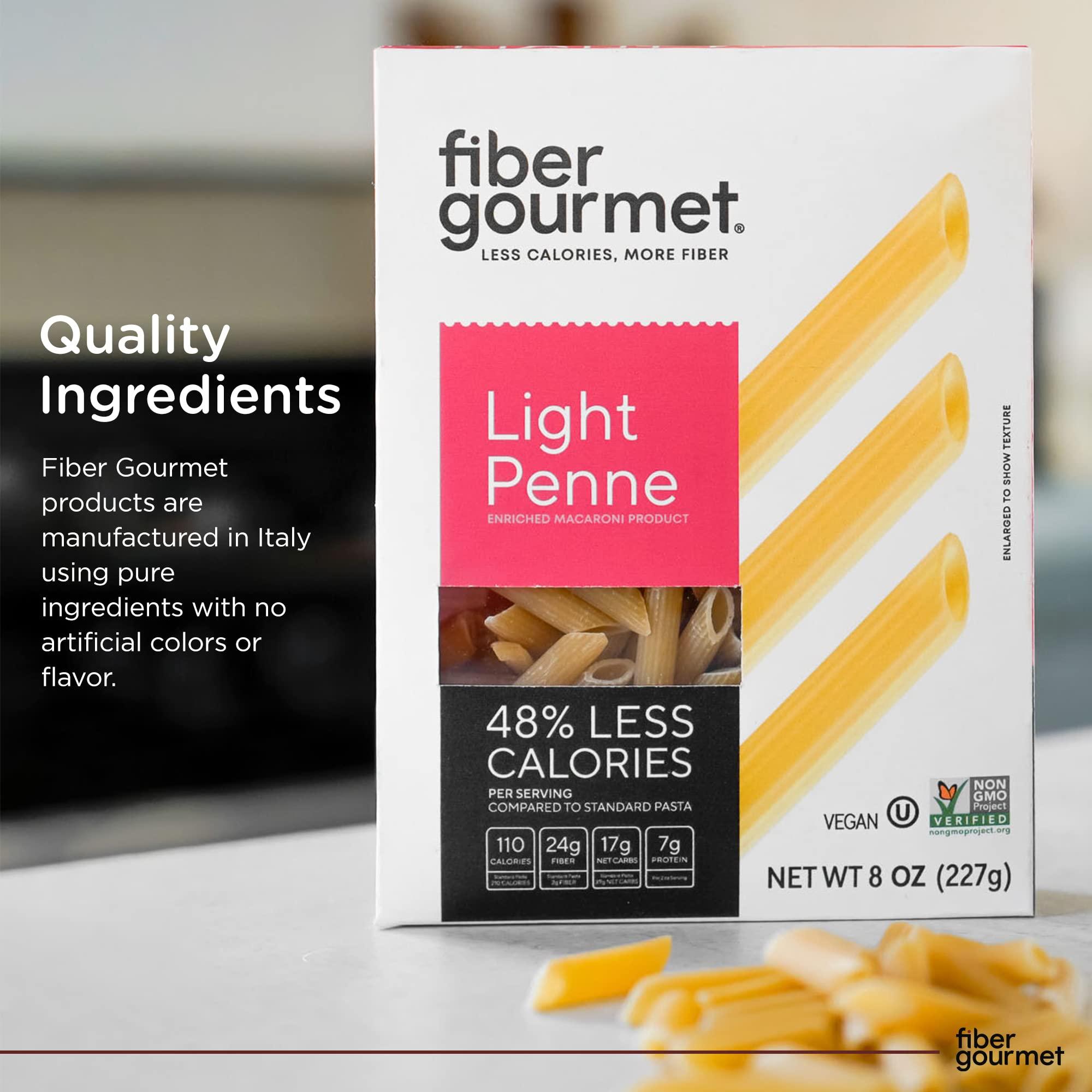 Fiber Gourmet Fiber Gourmet Pasta - Light Penne Pasta - Low Net Carb, Fiber-Rich, Low Calorie, Healthy Pasta - Made in Italy, Kosher, Vegan, Non-GMO - 8 Oz, Pack of 6