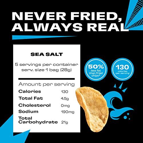 Popchips Popchips Potato Chips, Sea Salt, 4ct 5.0oz Share Bags, Low-Calorie and Gluten Free, Salty Snacks for Adults and Children, Non-GMO, Vegan & Kosher Friendly, 130 Calories Per Serving