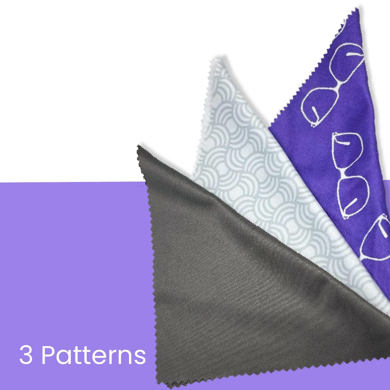 Optigear Optigear Microfiber Lens Cleaning Cloth Kit | 12 Pack | 3 Styles | Purple Glasses | Gray Swirls | Gray