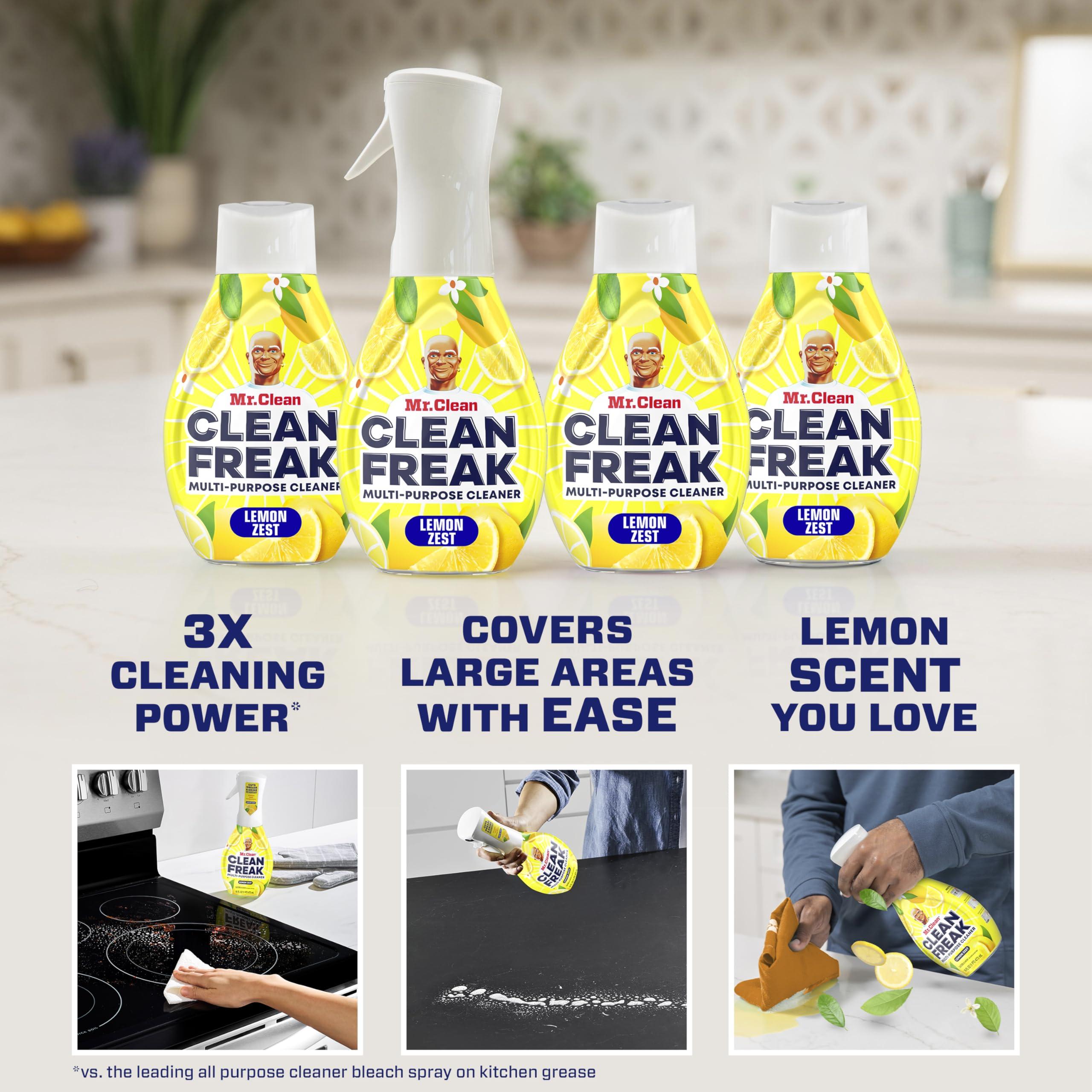 Mr. Clean Mr. Clean Clean Freak Multi Surface Cleaning Spray, Deep Cleaning Mist Starter Kit and Refill Bundle, Lemon Zest Scent, 64 fl oz