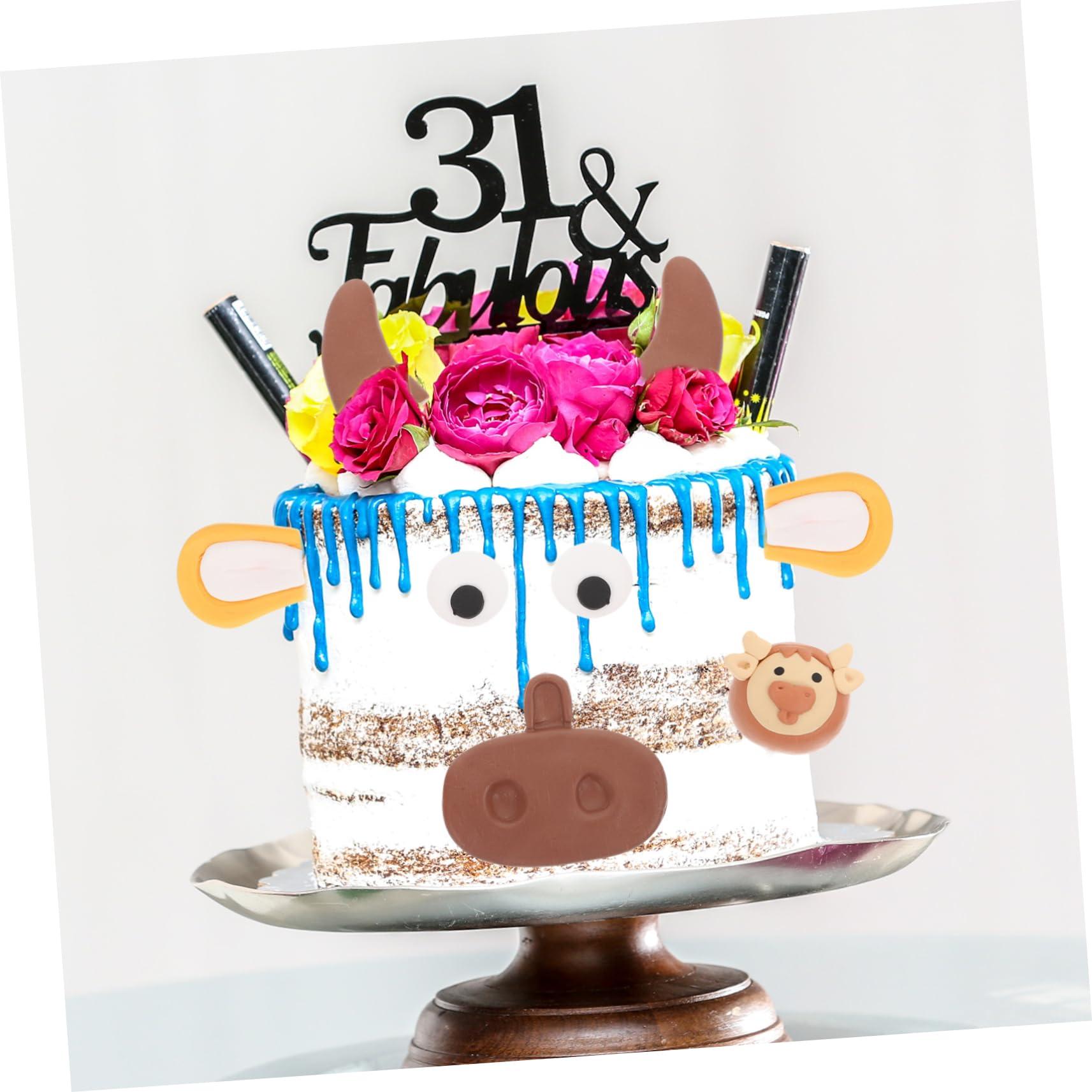 VOSAREA VOSAREA 1 Set Calf Cake Decorating Cow Cake Decoration Party Decor Baby Decorations Wedding Decorations for Ceremony Cow Cake Ornament Cow Cupcake Toppers Diy Decorative Cake Topper Coffee