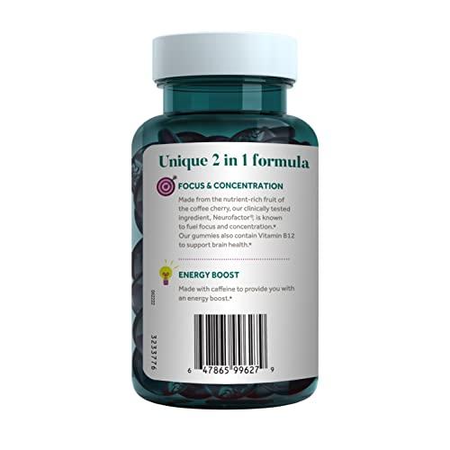 NEURIVA NEURIVA Brain + Energy Gummies, Nootropic Brain Supplements for Focus and Concentration with Neurofactor, Vitamin B12 & Caffeine for an Energy Boost*, 75ct Natural BlackBerry