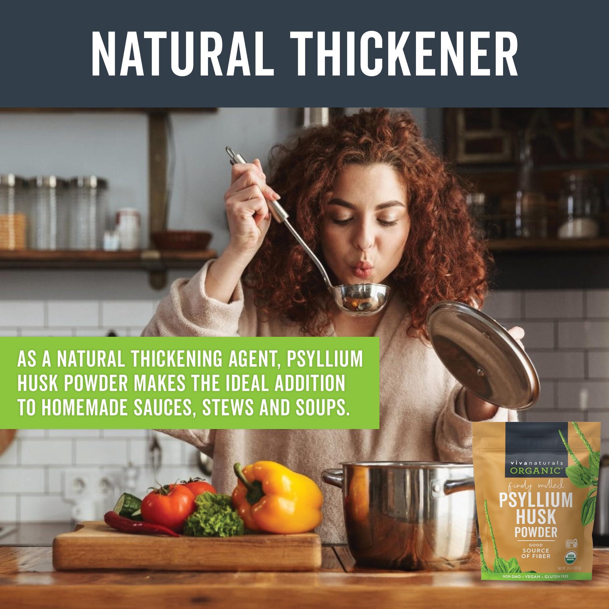 Viva Naturals Viva Naturals Organic Psyllium Husk Powder, 24 oz - Finely Ground, Unflavored Plant Based Superfood - Good Source of Fiber for Gluten-Free Baking, Juices & Smoothies - Certified Vegan, Keto and Paleo