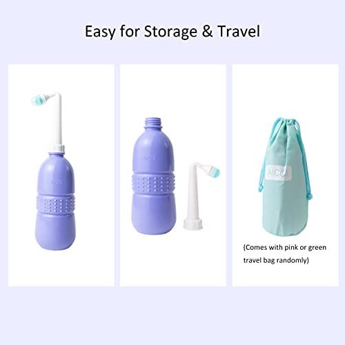 aicci aicci Peri Bottle for Postpartum Care, Portable Travel Bidet for Women, 17oz Large Capacity Perineal Bottle for Feminine Hygiene with Travel Bag and Angled Nozzle (Purple)