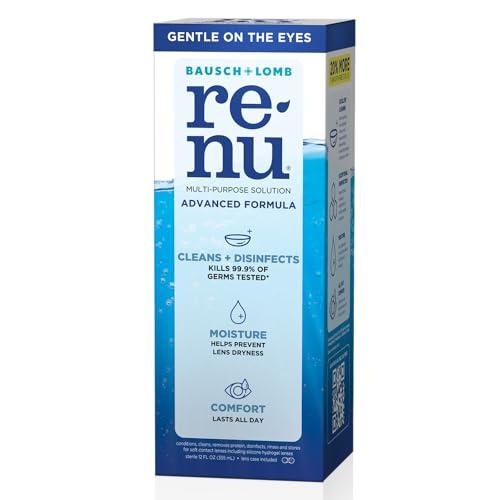 Renu Renu Contact Lens Solution Multipurpose Disinfectant, Advanced Formula Lens Cleaner, Cleans & Moisturizes Soft & Silicon Hydrogel Lenses, 12 Fl Oz
