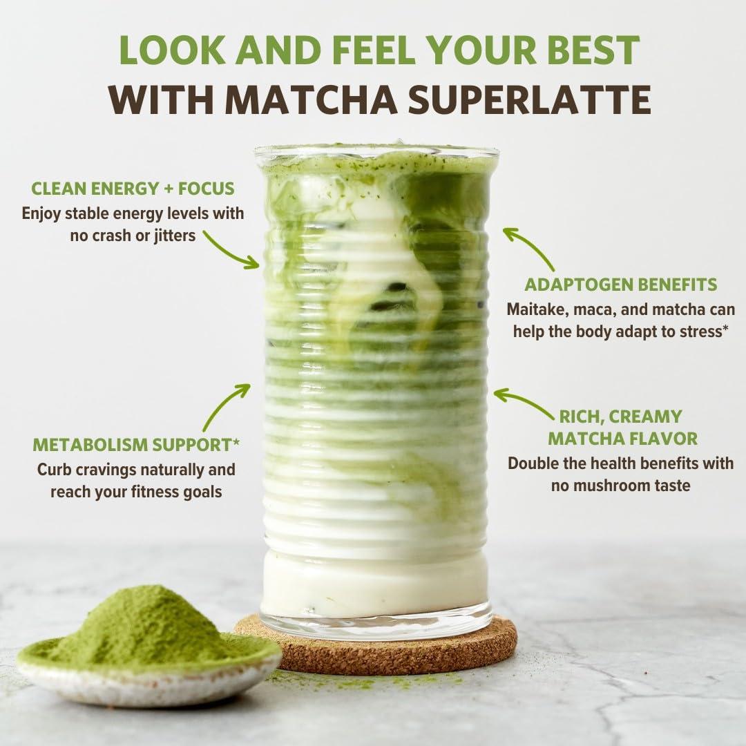 Sunfood Superfoods Sunfood Matcha Superlatte | Organic Matcha Latte - All Natural Superfoods + Adaptogens | 1 Pack, 6oz Bag | Healthy Coffee Substitute | Vegan, Non-GMO, Gluten-Free