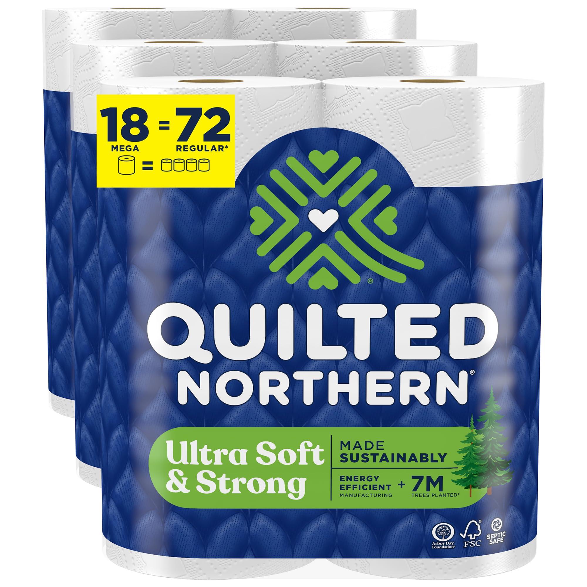 Quilted Northern Quilted Northern Ultra Soft & Strong Toilet Paper, 18 Mega Rolls = 72 Regular Rolls, 5X Stronger*, Premium Soft Toilet Tissue with Recyclable Paper Packaging