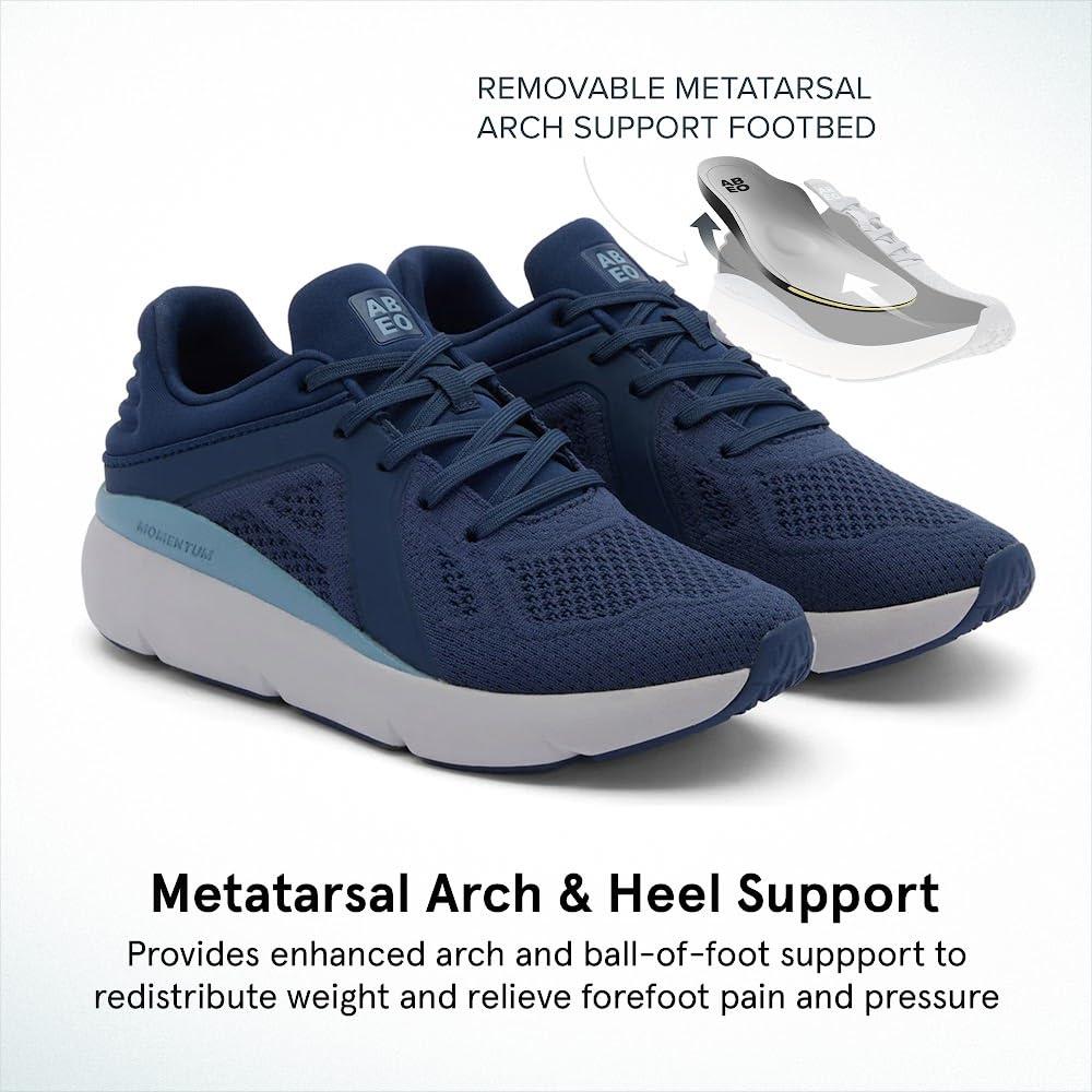 ABEO ABEO MXV Shift Womens Metatarsal Footbed Walking Shoes | Orthopedic Shoes for Women | Ball of Foot Pain Relief | Metatarsalgia Shoes Navy Knit 7.5 Medium