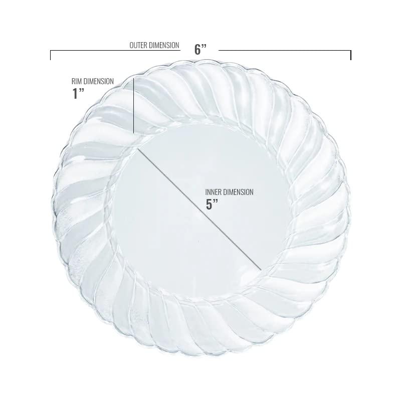 Smarty Had A Party Elegant Disposable Plastic Heavy Duty Dinnerware Sets, Flared Plastic Plates, Combo Set For Wedding, Birthday & All Occasions (Clear, 6\" Pastry Plates (216 Plates))