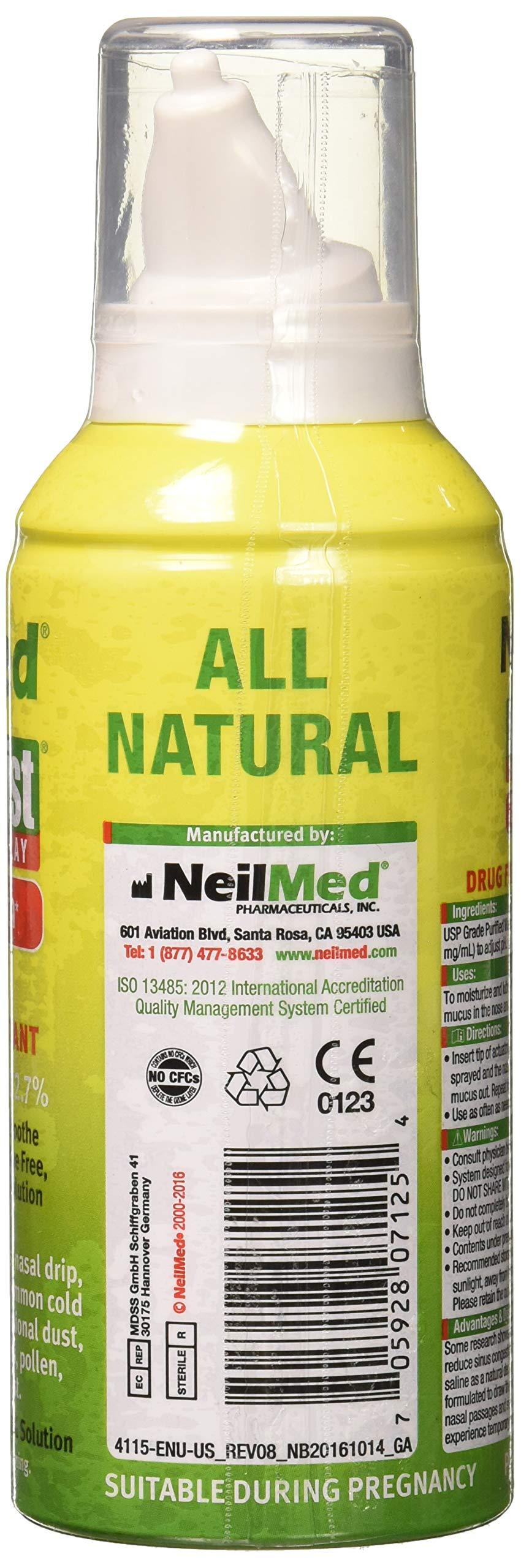 NeilMed NeilMed NasaMist All in One Multi Purpose Saline Spray, 6.3 Fl Oz & NasaMist Hypertonic Extra Strength Saline Spray,Green 4.5 fl oz (Pack of 1)