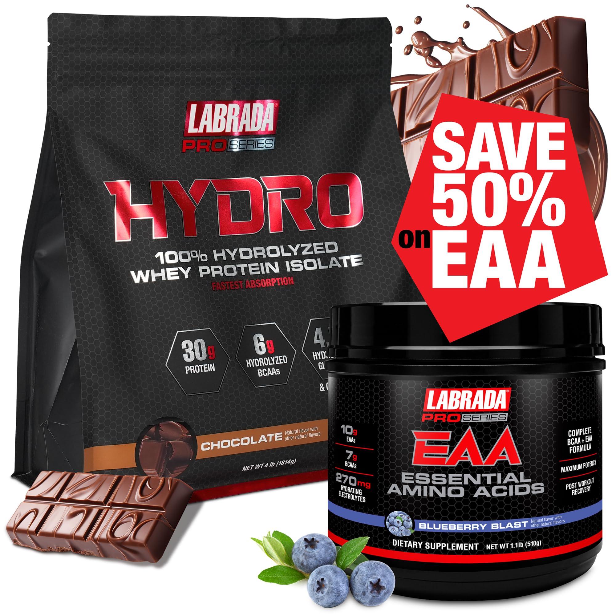 Labrada Labrada 100% Pure Hydrolyzed Whey Protein Isolate Powder and Pro Series EAA Bundle