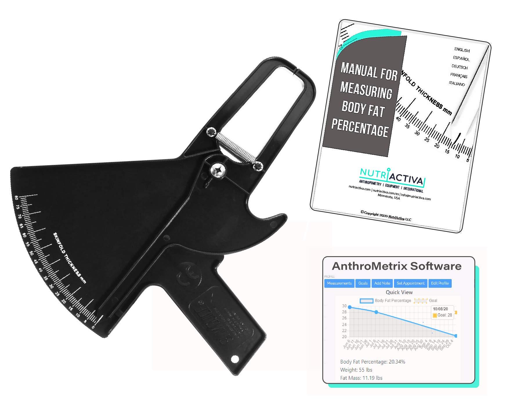 Slim Guide Slim Guide Skinfold Caliper with Body Fat Software and Multilingual Manual (Black)