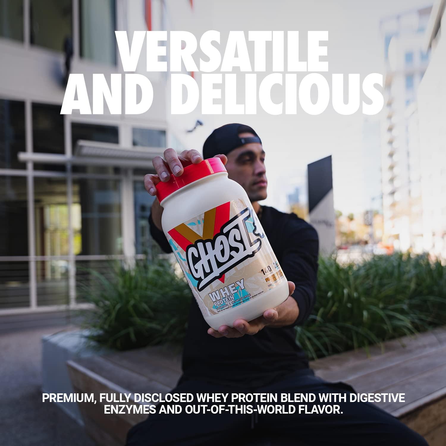 GHOST GHOST Whey Protein Powder, Peanut Butter Cereal Milk - 2LB Tub, 26G of Protein - Flavored Isolate, Concentrate & Hydrolyzed Whey Protein Blend - Post Workout Shakes - Soy & Gluten Free