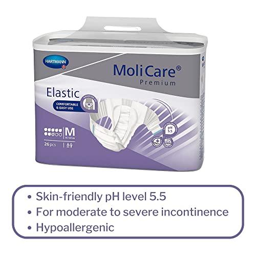 HARTMANN H MoliCare Premium Incontinence Brief, 8D - Heavy Absorbency Adult Diaper with Refastenable Tabs - Unisex, Size Medium, 26 Count, 1 Pack