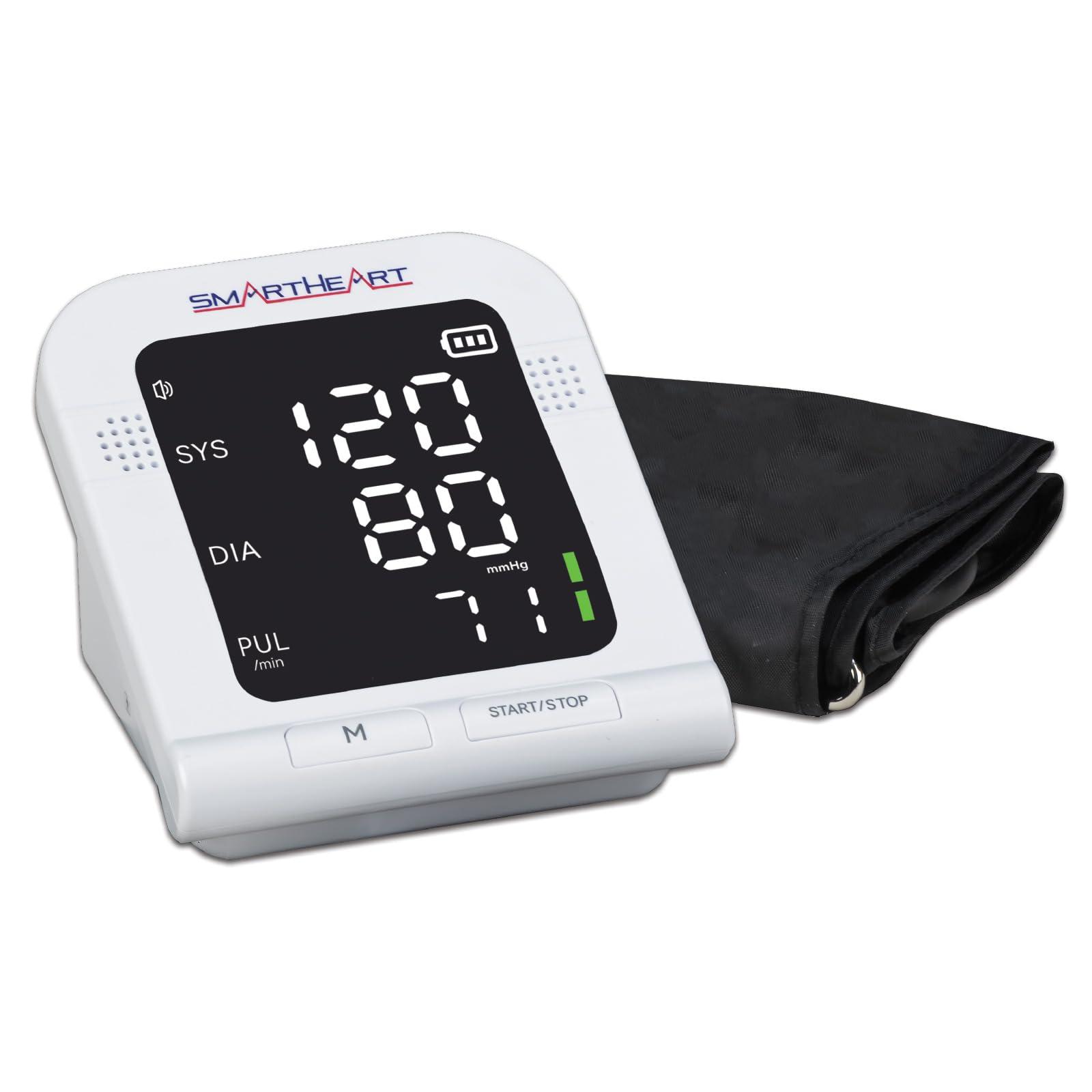 Heartsmart SmartHeart Blood Pressure Monitor | Wide-Range Upper Arm Cuff | Talking English Spanish Audible Instructions and Results | 199-Reading Memory