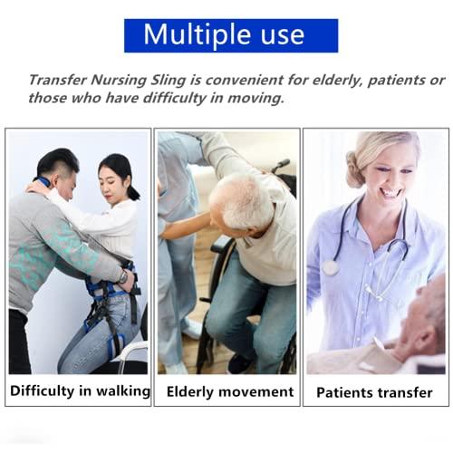 WEEOATAR WEEOATAR Medical Nursing Gait Belt, Non-Slip Transfer Nursing Sling with Handles, Mobility Standing and Lifting Aid Transfer Belts for Disabled, Elderly, Injured (Blue)