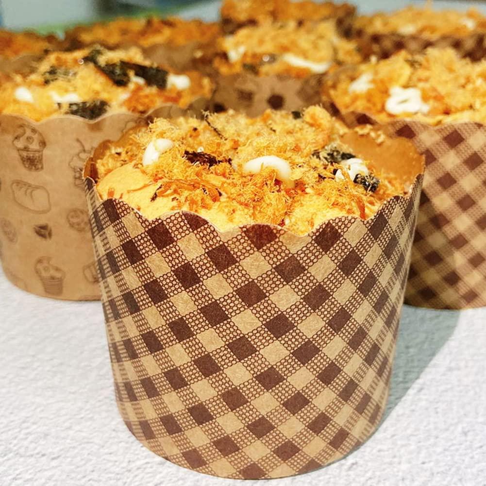 AKOAK AKOAK 50 Pcs Baking Muffin Paper Baking Bups, Brown Kraft Paper Cupcakes, Greaseproof Paper Baking Cups, Suitable for Birthday Parties, Weddings, Graduation Parties, Cupcake Packaging (Square)
