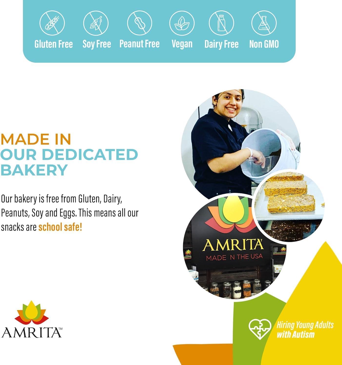 Amrita AMRITA Vegan Protein Bars Variety Pack (6 Flavors) | Peanut/Dairy Free, Soy & Gluten Free | 15g Plant Based Protein Bars | High Fiber Low Sugar Meal Replacement Bar - Breakfast Bars, High Protein Bars