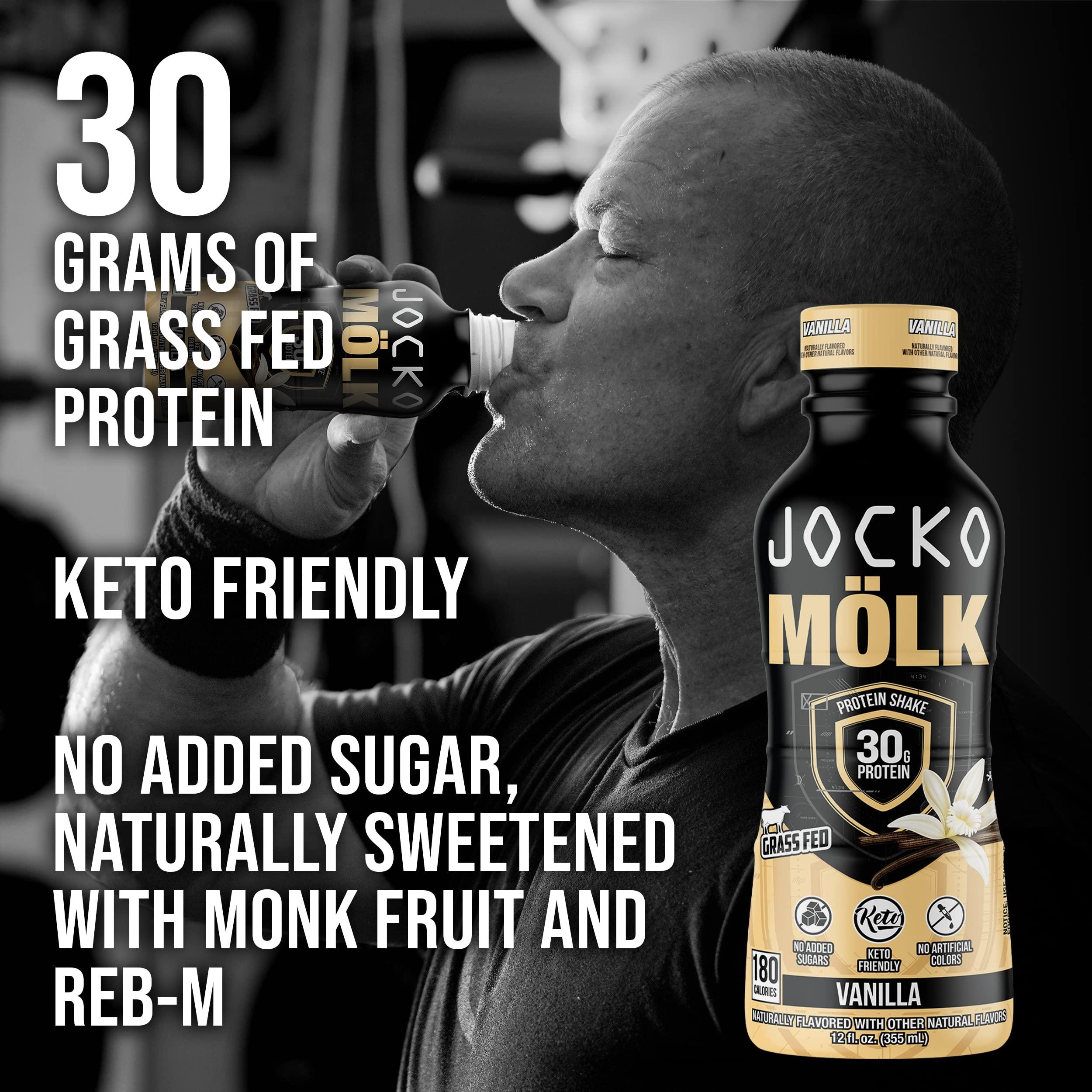 Jocko Fuel Jocko Mlk 30g Grass Fed Protein Shakes No Added Sugar Protein Drinks KETO Friendly - Ready to Drink 12 FL Oz (Pack of 12) Vanilla