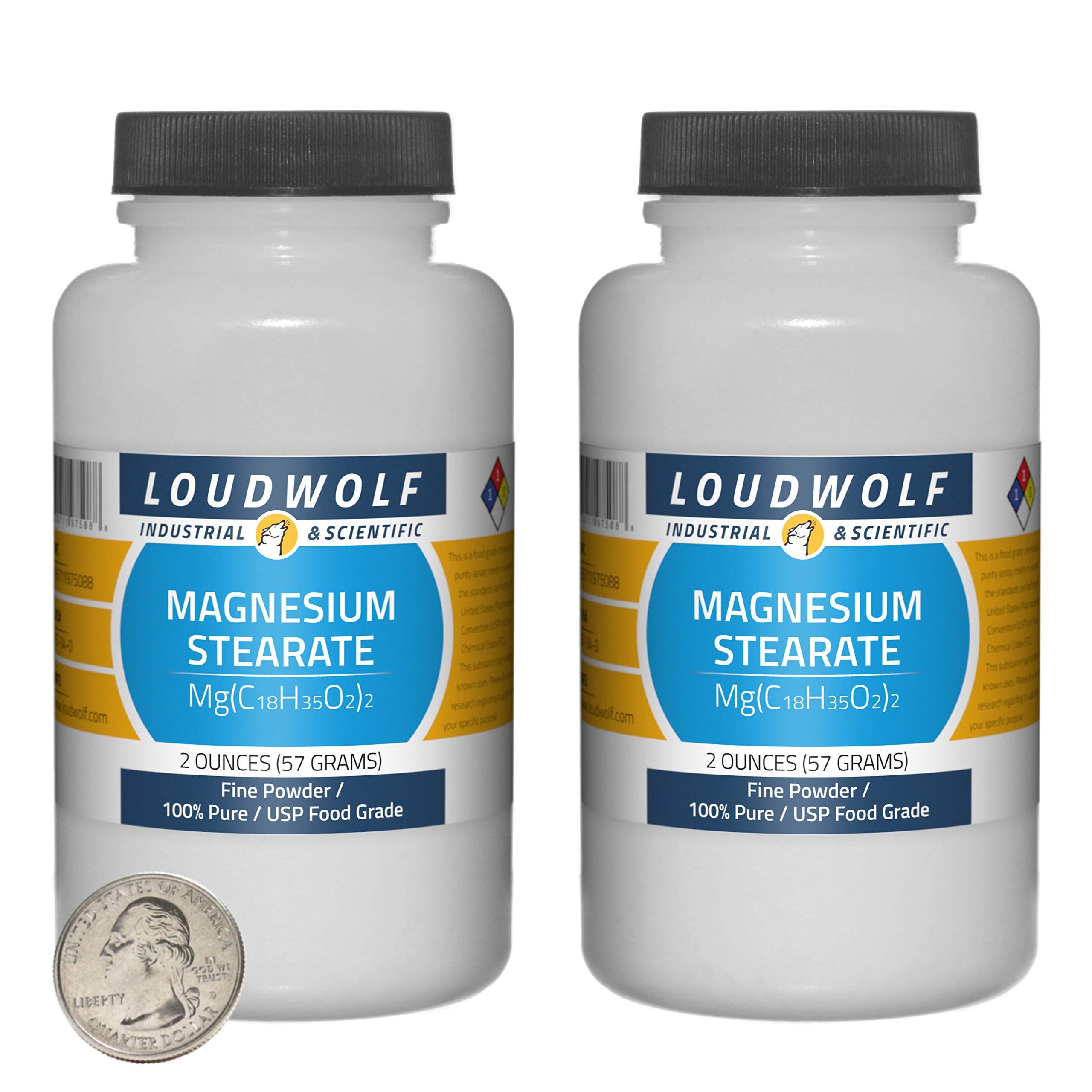Loudwolf Magnesium Stearate / 4 Ounces / 2 Bottles / 100% Pure USP Food Grade/Fine Powder/USA