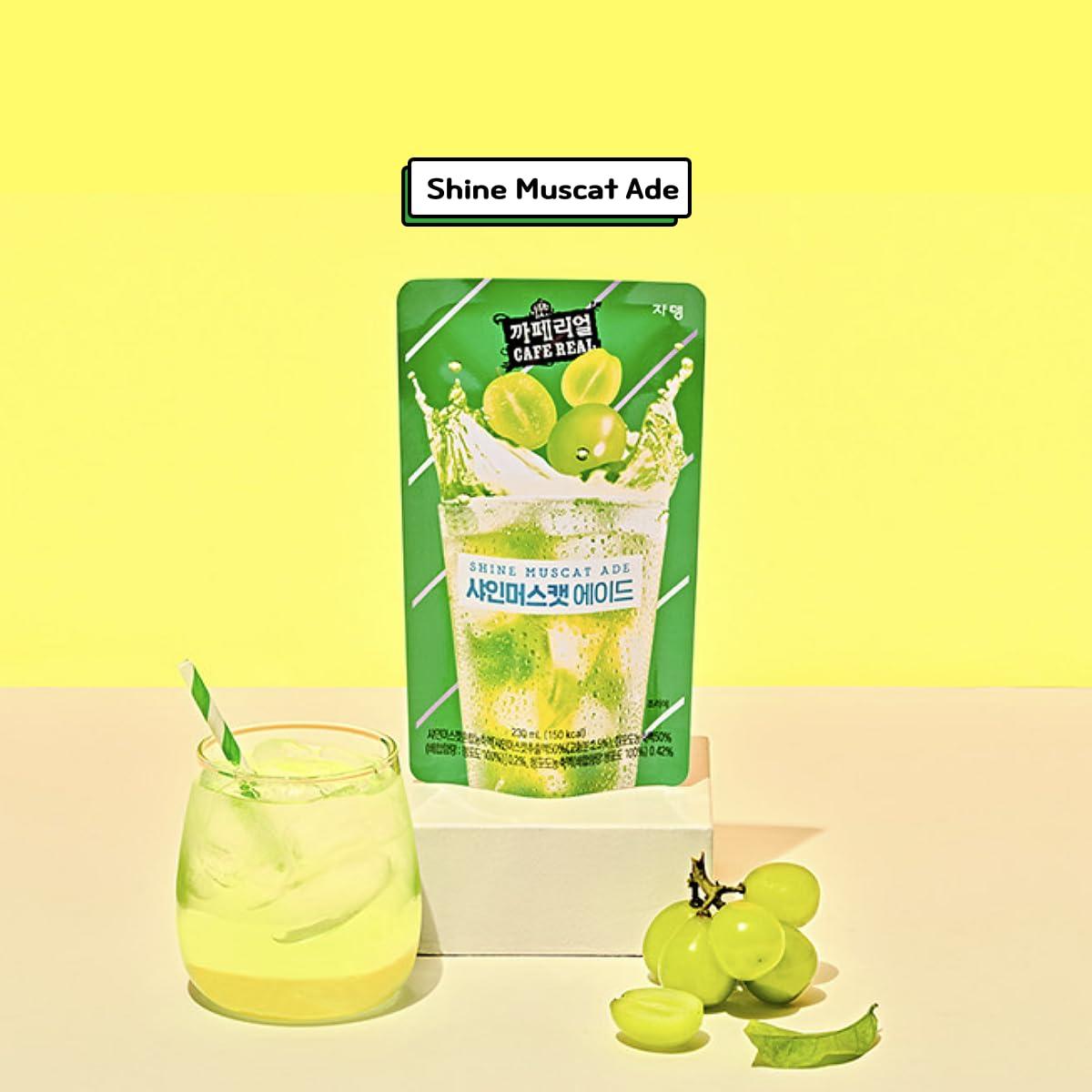 dalgaru Korean Covenienve Store Drink Pouch Sampler Set - 5 PACK 10 PACK (grape, strawberry, blue lemonade, peach ice tea, shine muscat) + dalgaru yakgwa mirror (SHINE MUSCAT 5 PACK)