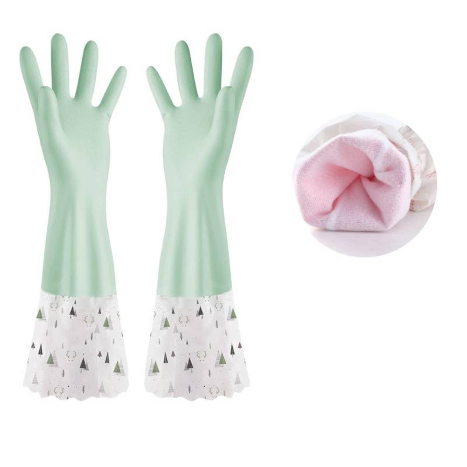 DOOKAA DOOKAA Dishwashing gloves thickened rubber gloves winter laundry warm waterproof gloves winter home latex gloves