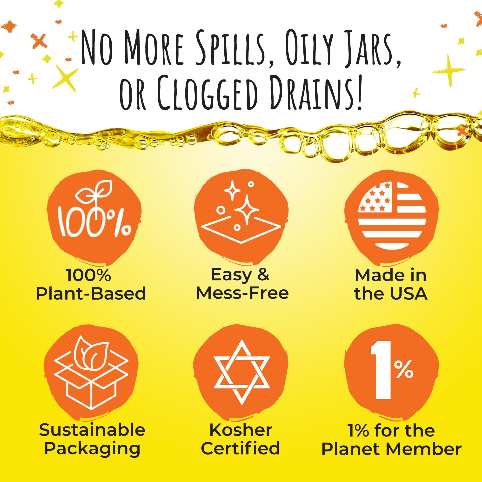 FryAway FryAway Deep Fry Cooking Oil Solidifier, As Seen on Shark Tank, Solidifies 1 Gallon of Oil - Plant-Based Powder, Transforms Oil to Solid, Mess-Free Cleanup and Disposal - Easy to Use, Made in US, Kosher.