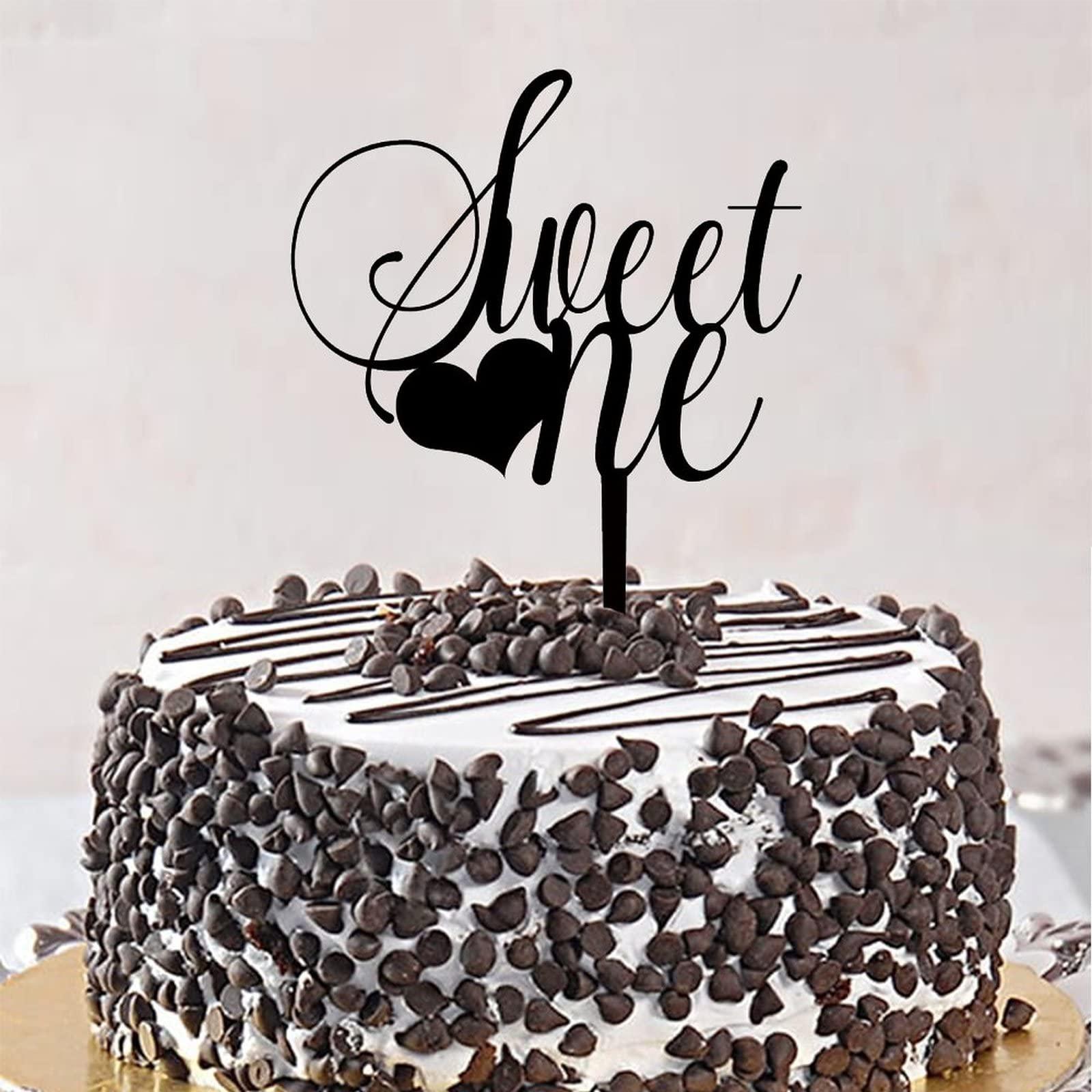 CustonCares Sweet One Cake Topper 1st Valentine's Day Bachelorette Happy Birthday Cake Topper Love Is Love LGBT Marriage Union Acrylic Black Engagement Valentines Day Cake Décor Decorative Gifts for Children Boys