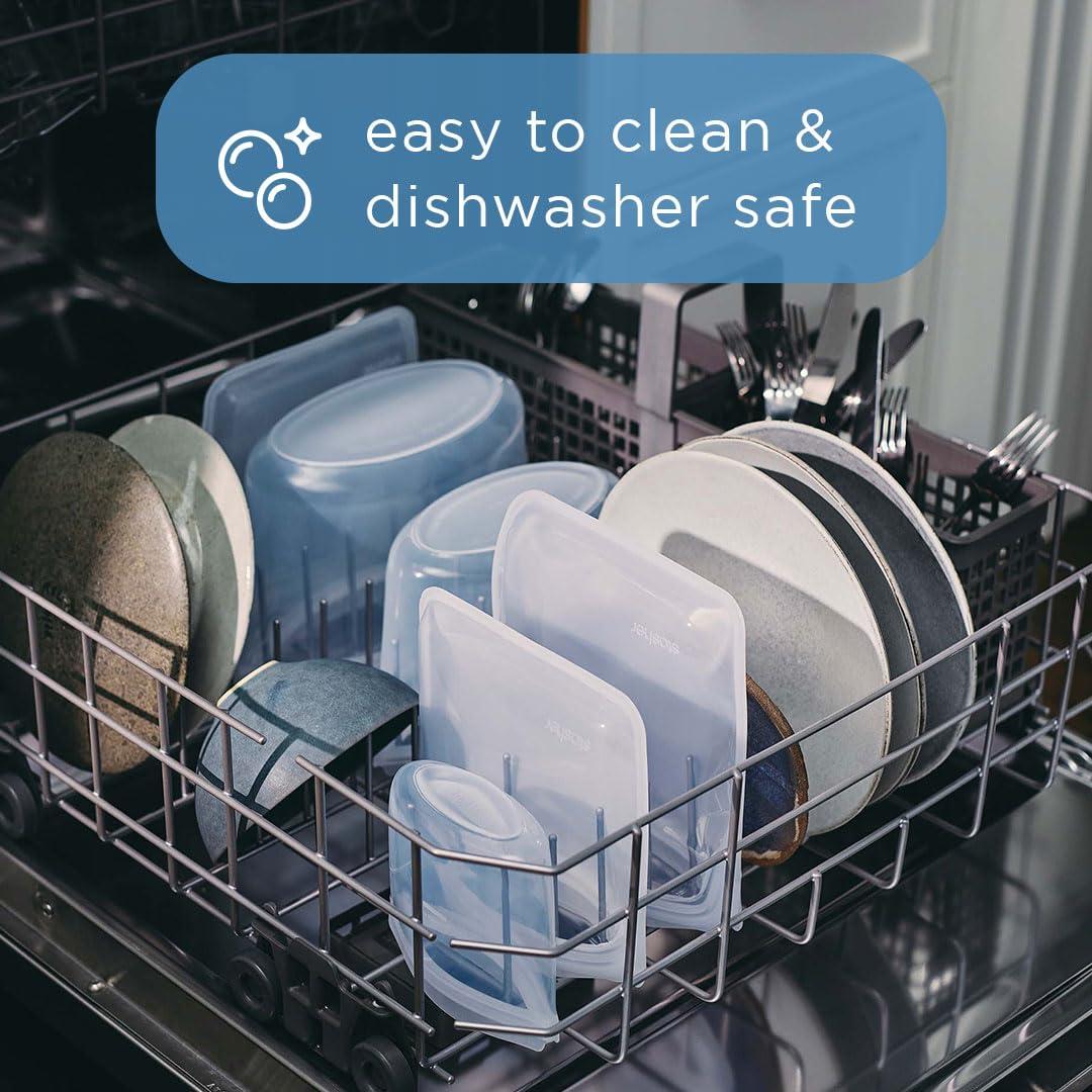 Stasher Stasher Premium Silicone Reusable Food Storage Bags, 6-Pack, Clear, Multi-Use Food Storage Bags, Lunch Bag, Travel Containers, BPA Free, Leak-free, Dishwasher-Safe, Eco-friendly