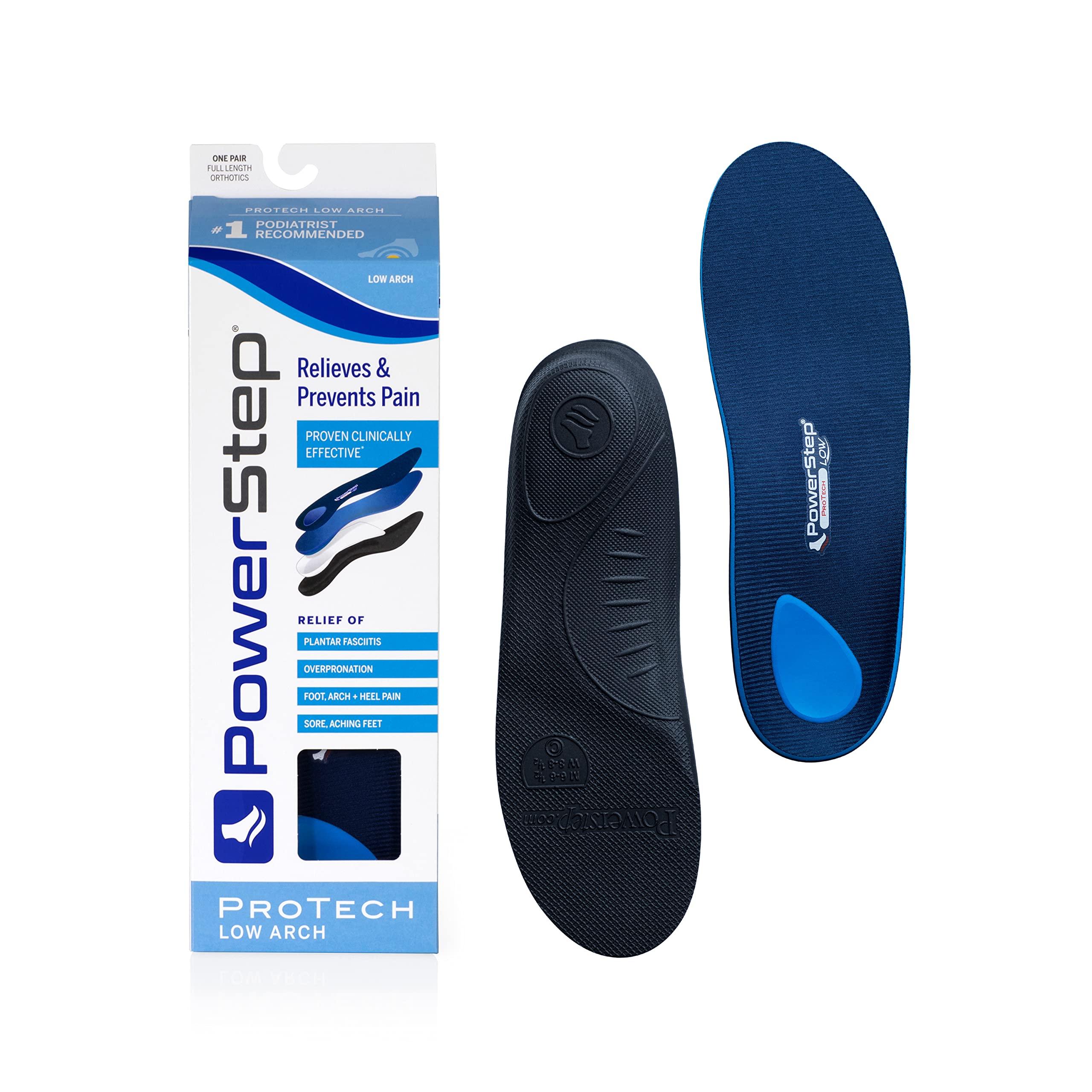Powerstep Powerstep ProTech Low Arch Orthotic Inserts - Overpronation & Plantar Fasciitis Inserts for Rigid Arch Support - Medial Grade Orthotics for Low Arches + Flat Feet (M 12-13)