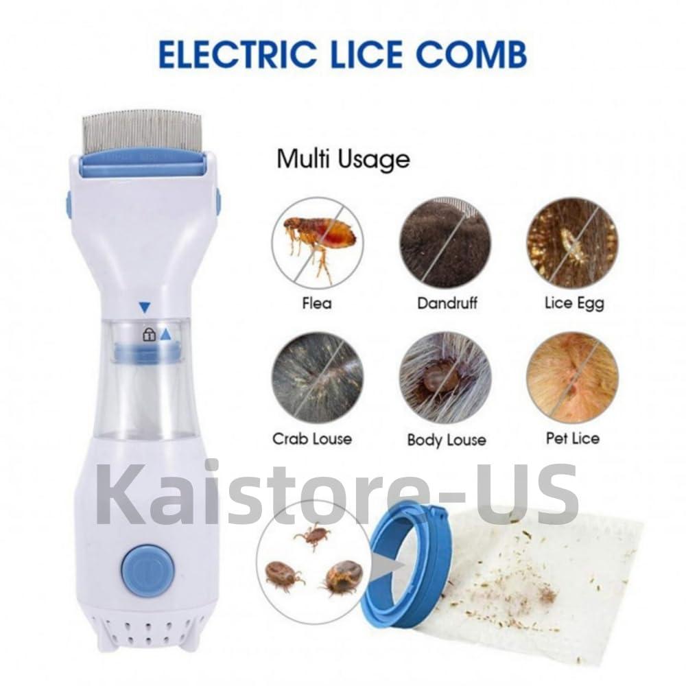 PINNKL Electric Head Lice Vacuum Comb, Electric Comb Lice Removal, Head Lice Treatment, Electric Head Lice Comb, Hair Cleaner (US,2PCS)