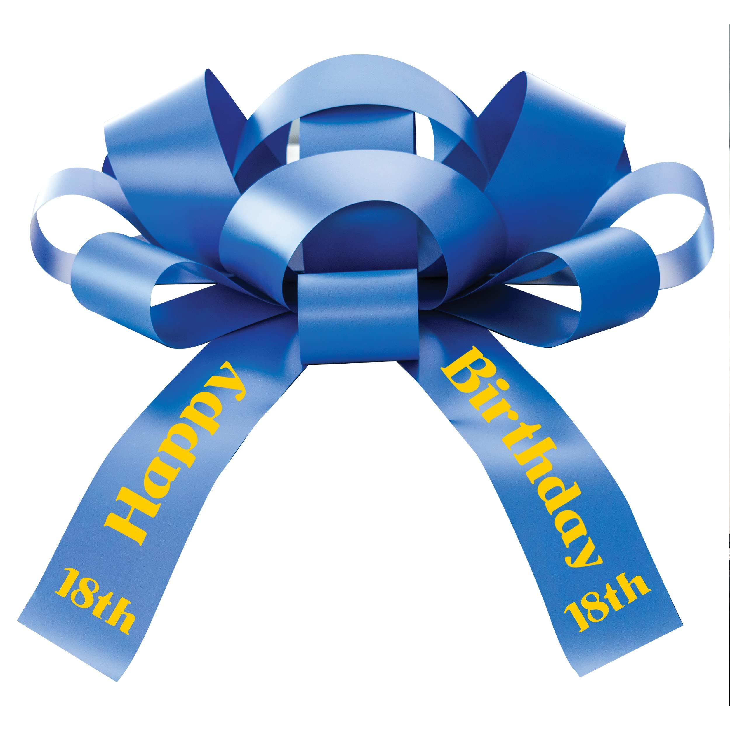 CarBowz Big Car Bow with Happy 18th Birthday Message, Celebrate Eighteen Giant Gift Bow Arrives Fully Assembled