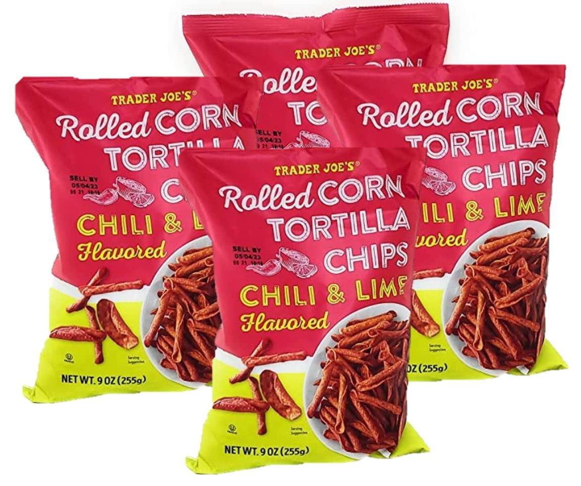 Trader Joe\'s Trader Joe\'s Rolled Corn Tortilla Chips Chili & Lime Flavored Net Wt. 9 Oz (255g) - Pack of 4