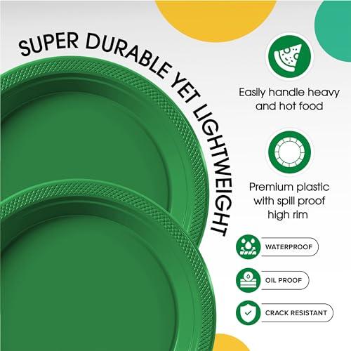Exquisite Exquisite 7 Inch Green Plastic Plates - 600 Count - Solid Color Disposable Plates - Green Dinner Party Plates For All Occasions - Green Plastic Party Plates For Parties
