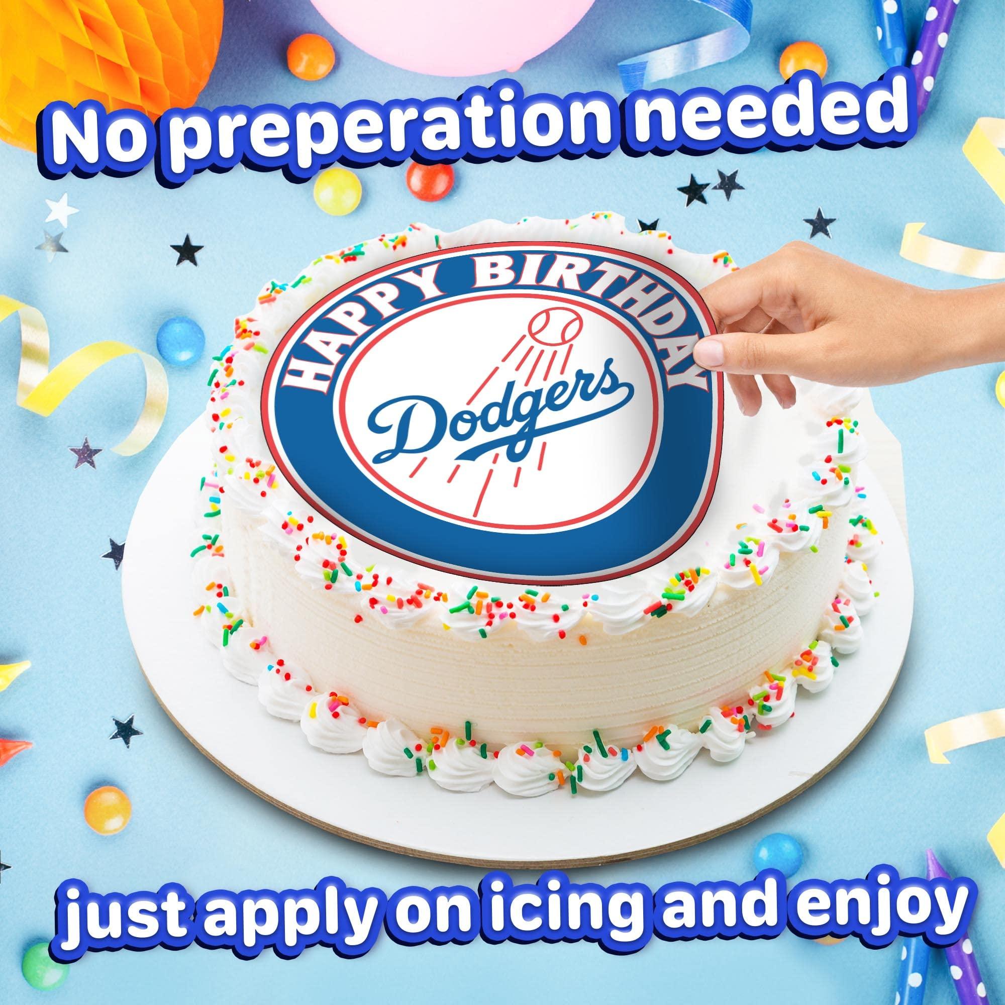 NATURAL BEHAVIOUR 7.5 los angeles dodgers Cake Topper – Round Edible Birthday Cake Decorations, Happy Birthday Cake